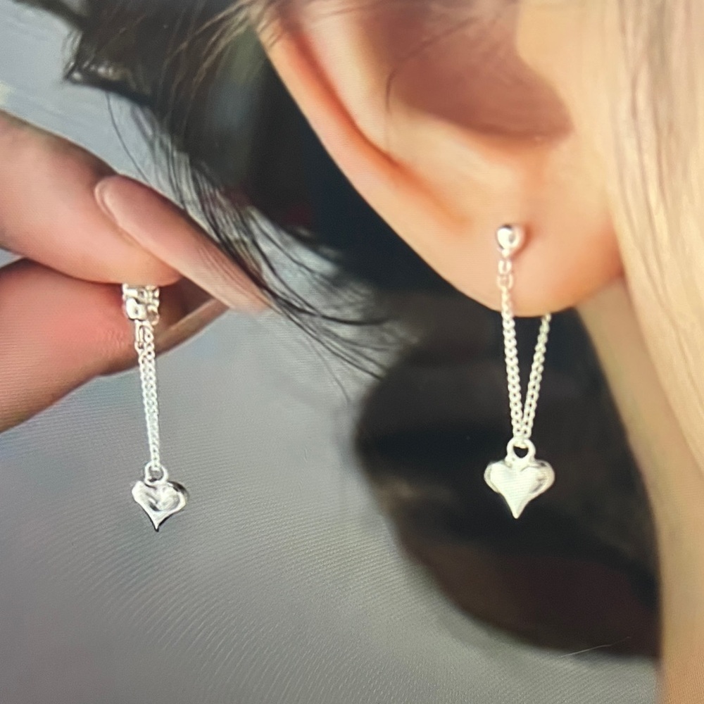 Bundle 🍋Elegant Silver Heart Drop Earrings